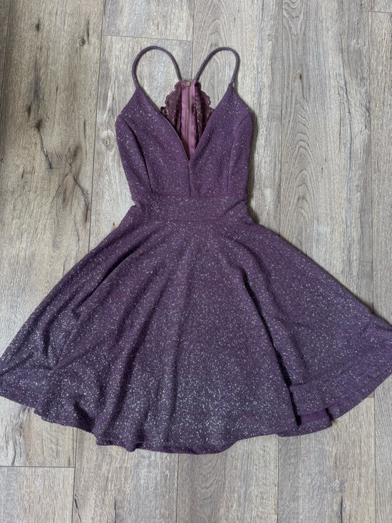 Windsor Dresses & Skirts - Glitter Plum Fit-and-Flare Party Dress with Lace Back